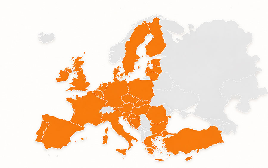 Orange eSIM coverage map - Europe